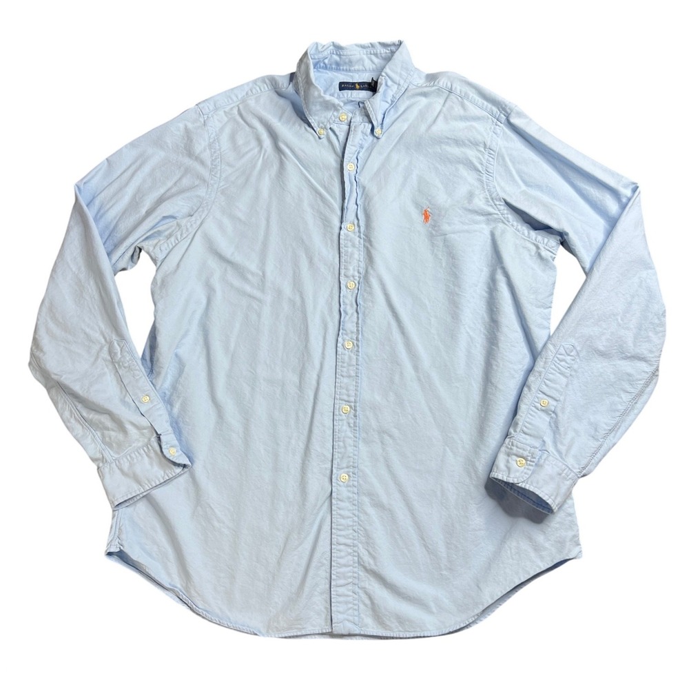 Polo Ralph Lauren Oxford Cotton Shirt Men's XL Light Blue Button Up Long Sleeve